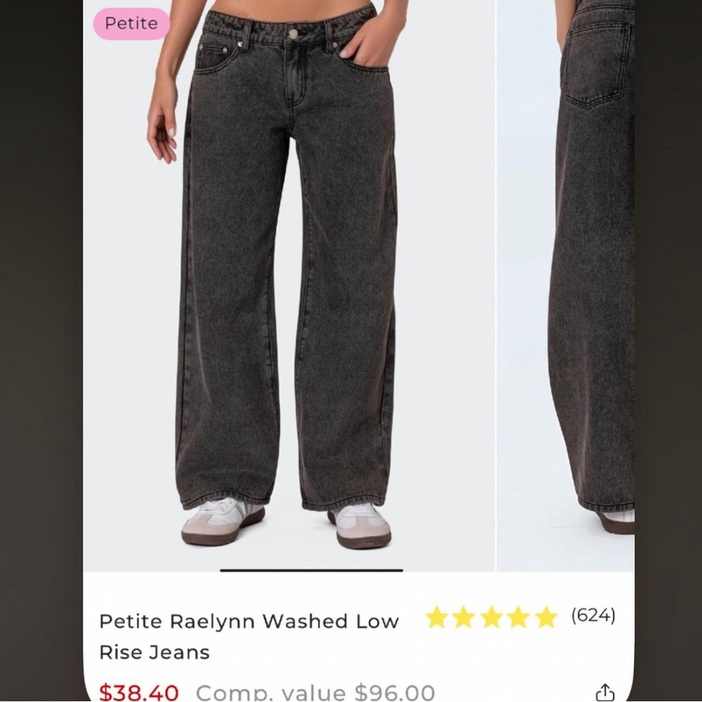 Edikted Black Low Rise Jeans ( Petite Raelynn Washed Low rise jeans )